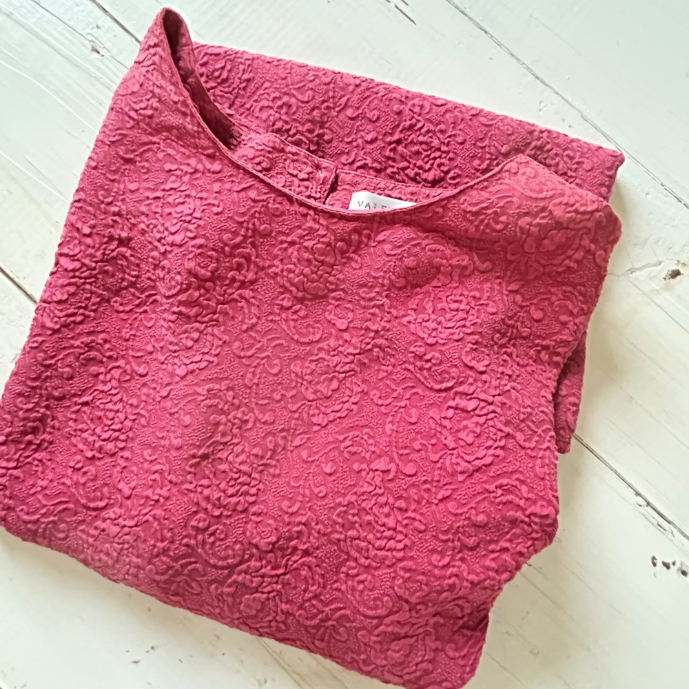 Valerie Stevens‎ II Pure Silk Burgundy Textured Short Sleeve Blouse Top 18W